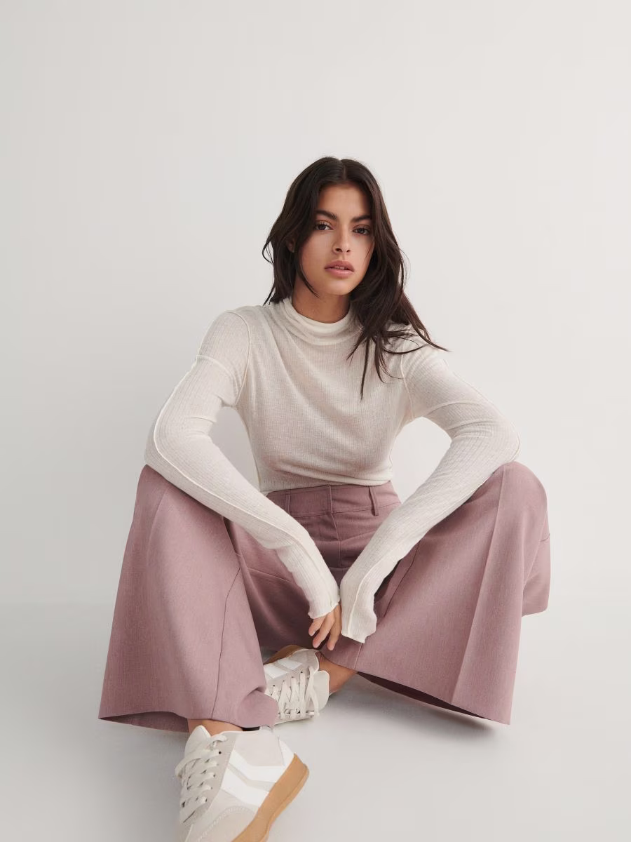 Modal Rich Long Sleeve Top With Wool Blend