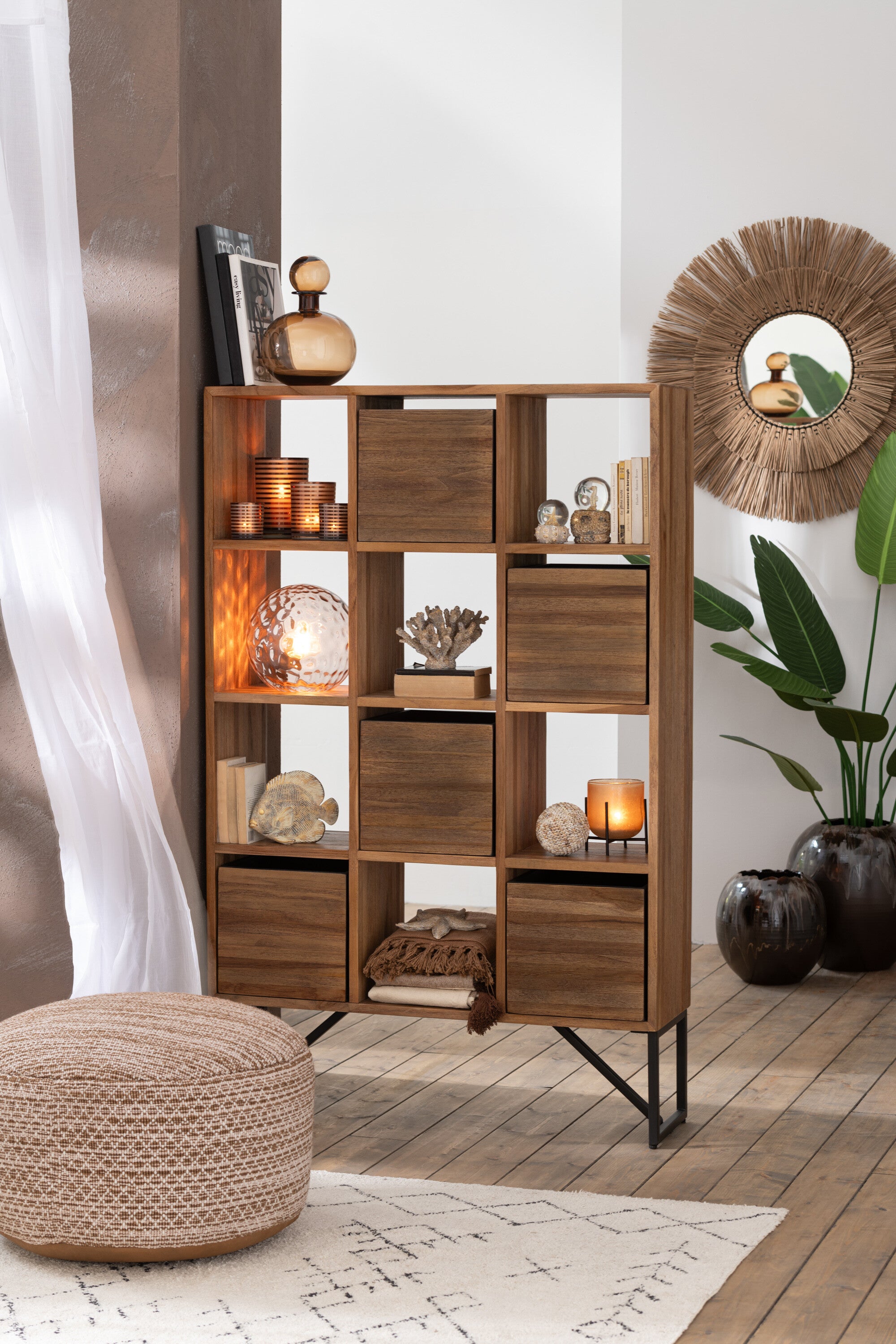 J-Line decoratie Fles   Stop Effen Rond - glas - bruin