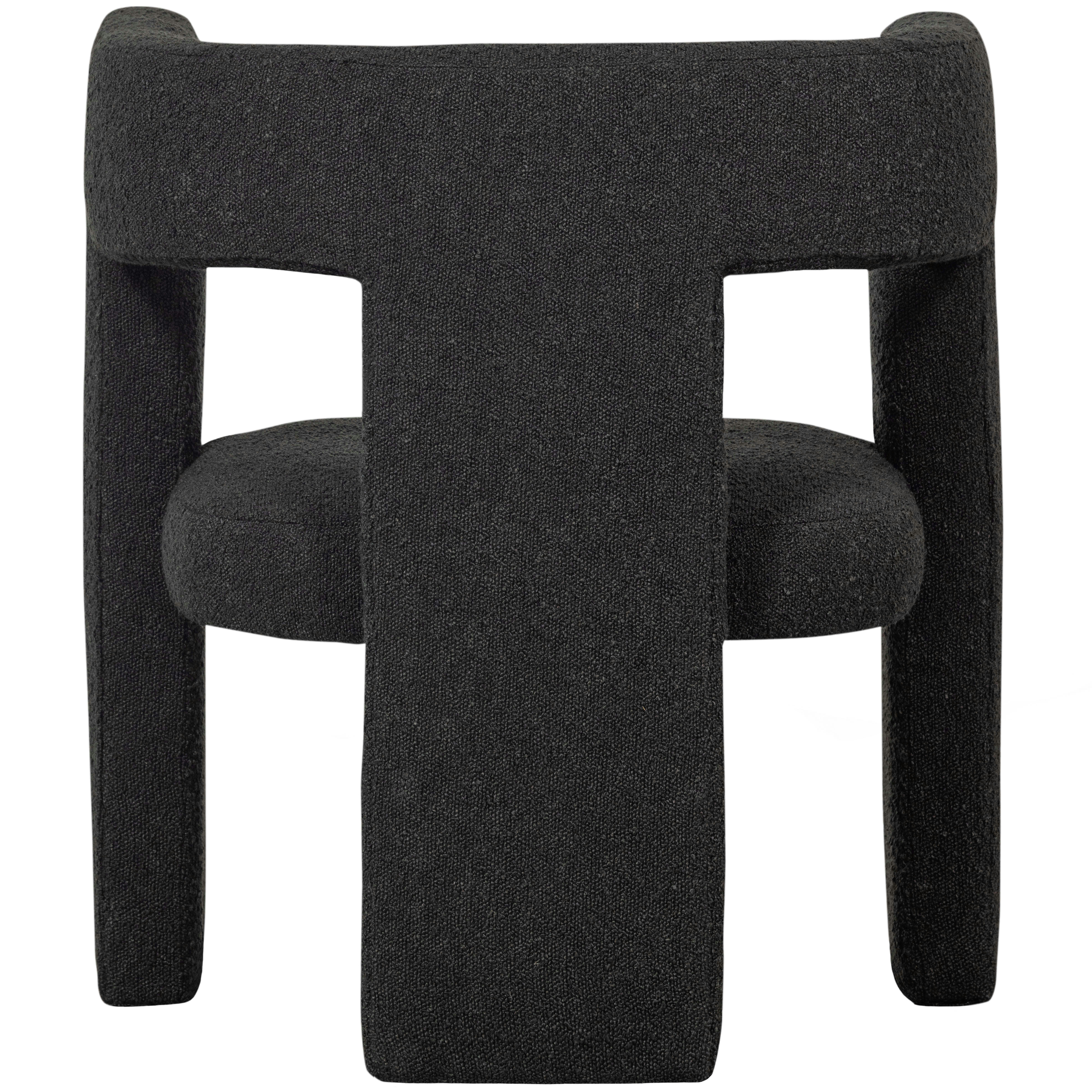 TIWA - Fauteuil design en tissu bouclette gris foncé