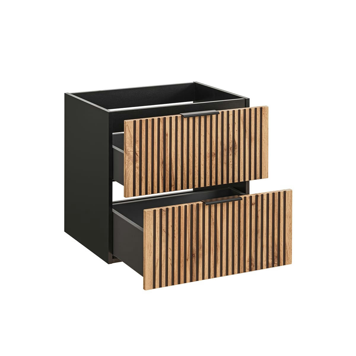 - Meuble sous-vasque 60cm naturel et noir