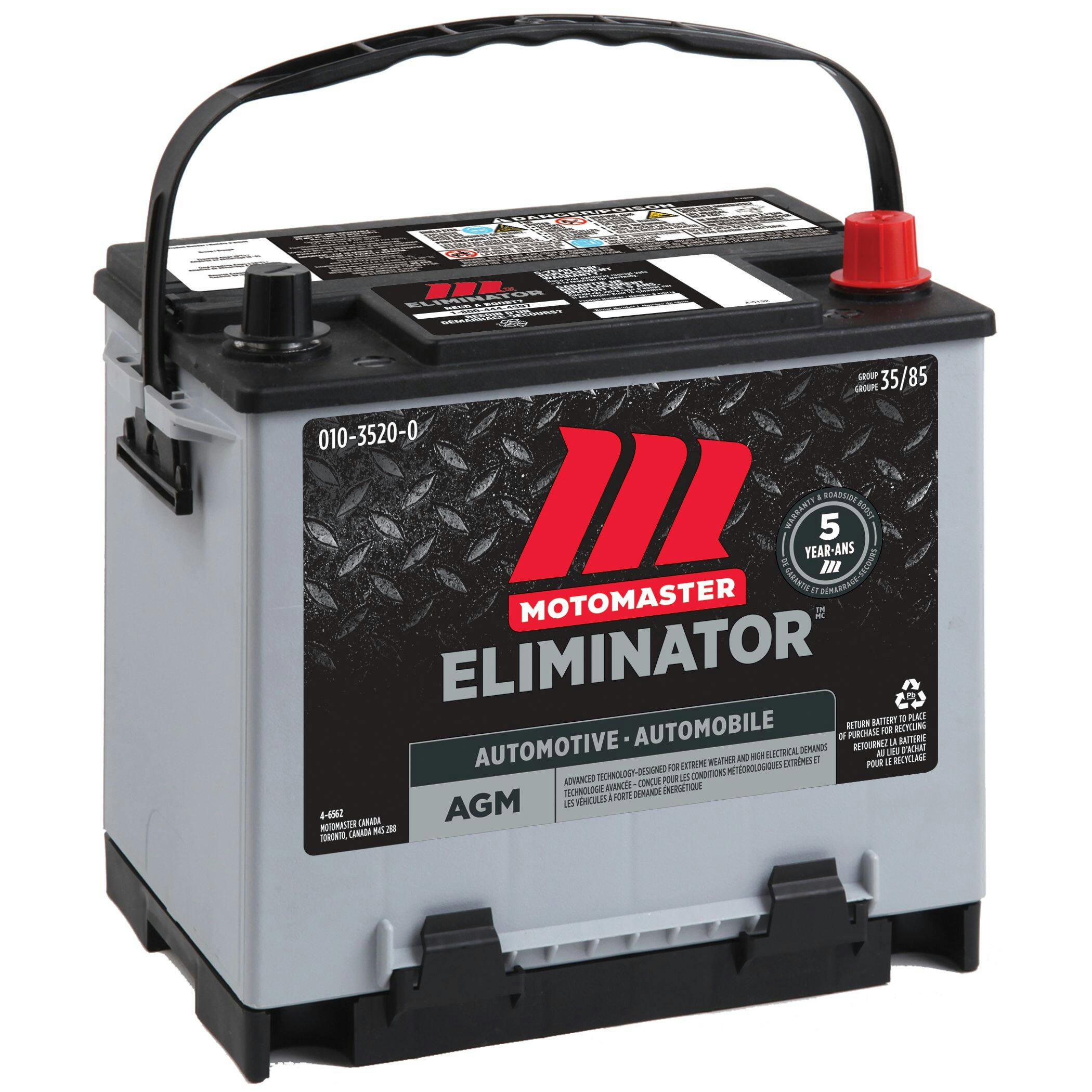 MOTOMASTER ELIMINATOR AGM Group Size 35/85 Battery, 640 CCA