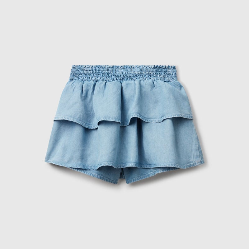 Mini skirt in chambray with frills