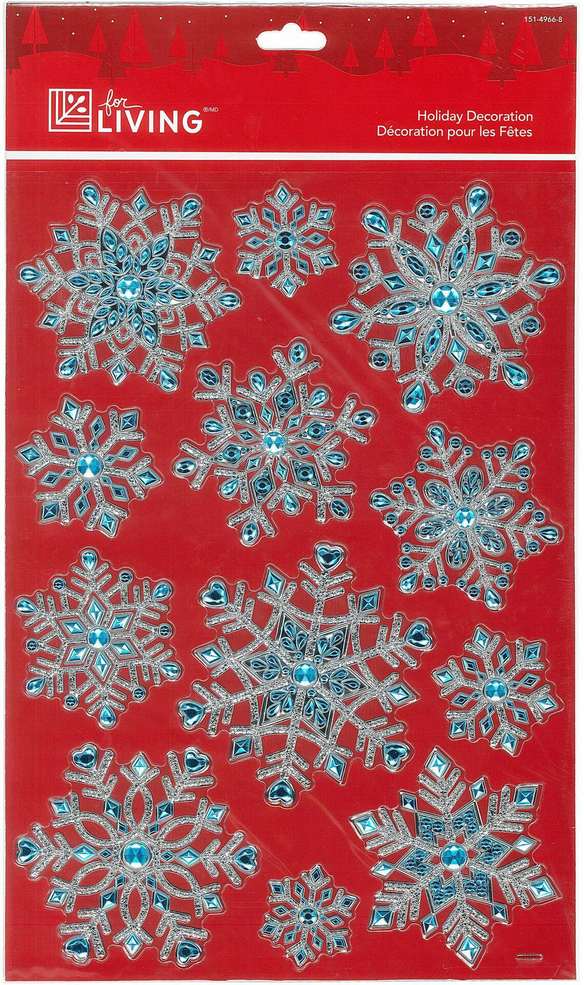 For Living Christmas Decoration Snowflake Window Clings, Assorted Style