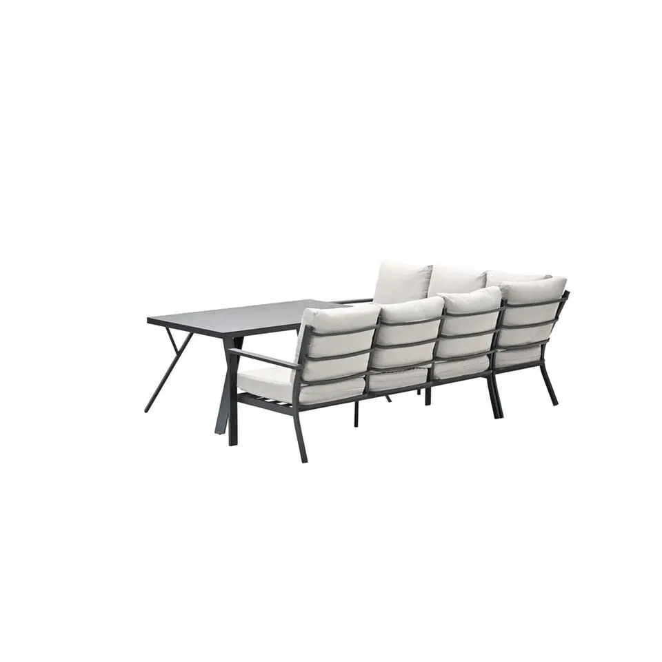 Sergio lounge-diningset - 3-delig - links - carbon black - desert sand