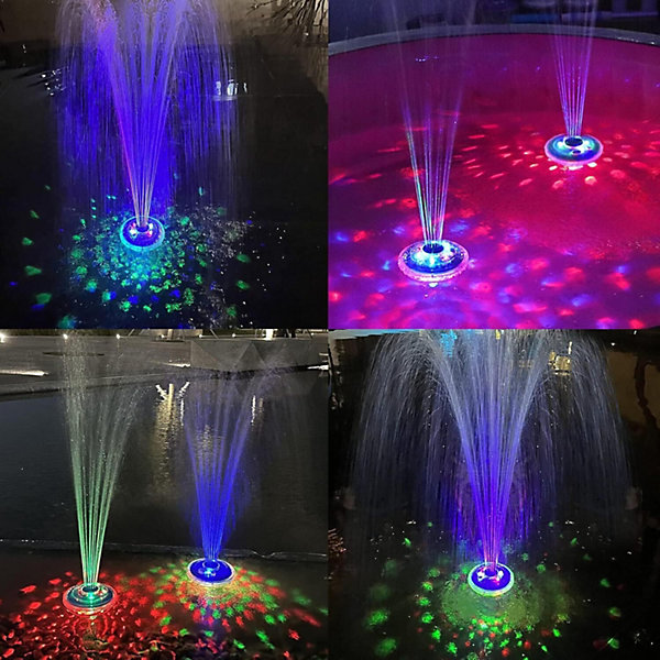 Fontaine flottante LED rechargeable Spectacle lumineux, ancre intégrée, 2 modes arrosage Pour piscine, bassin et étang