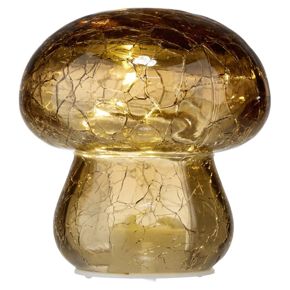 Champignon décoratif automne verre à LED Ø8xH8,5cm (4 modèles)