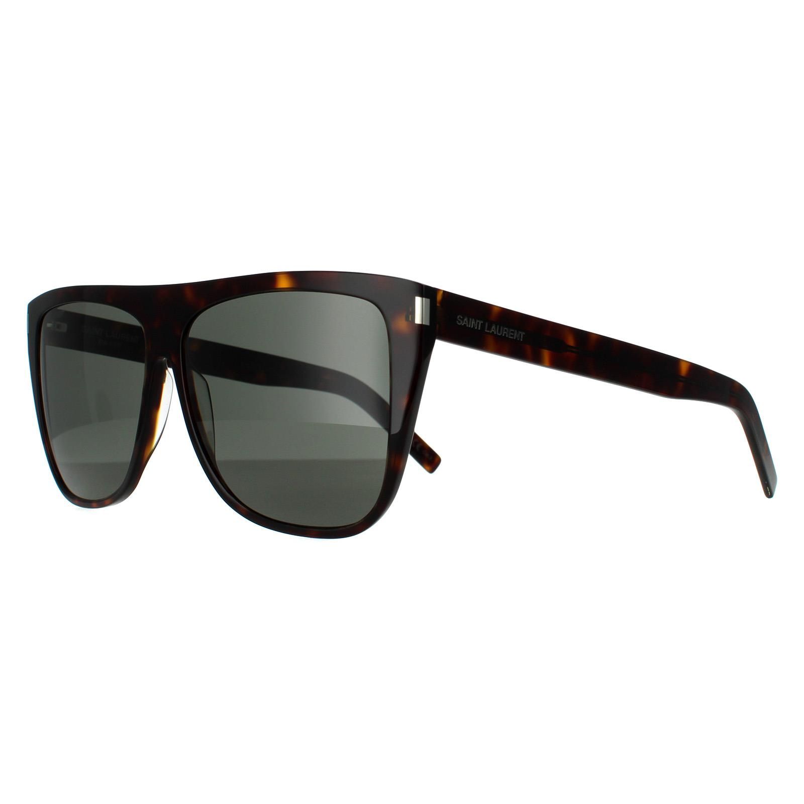 Saint Laurent Square Dark Havana Grey Sunglasses