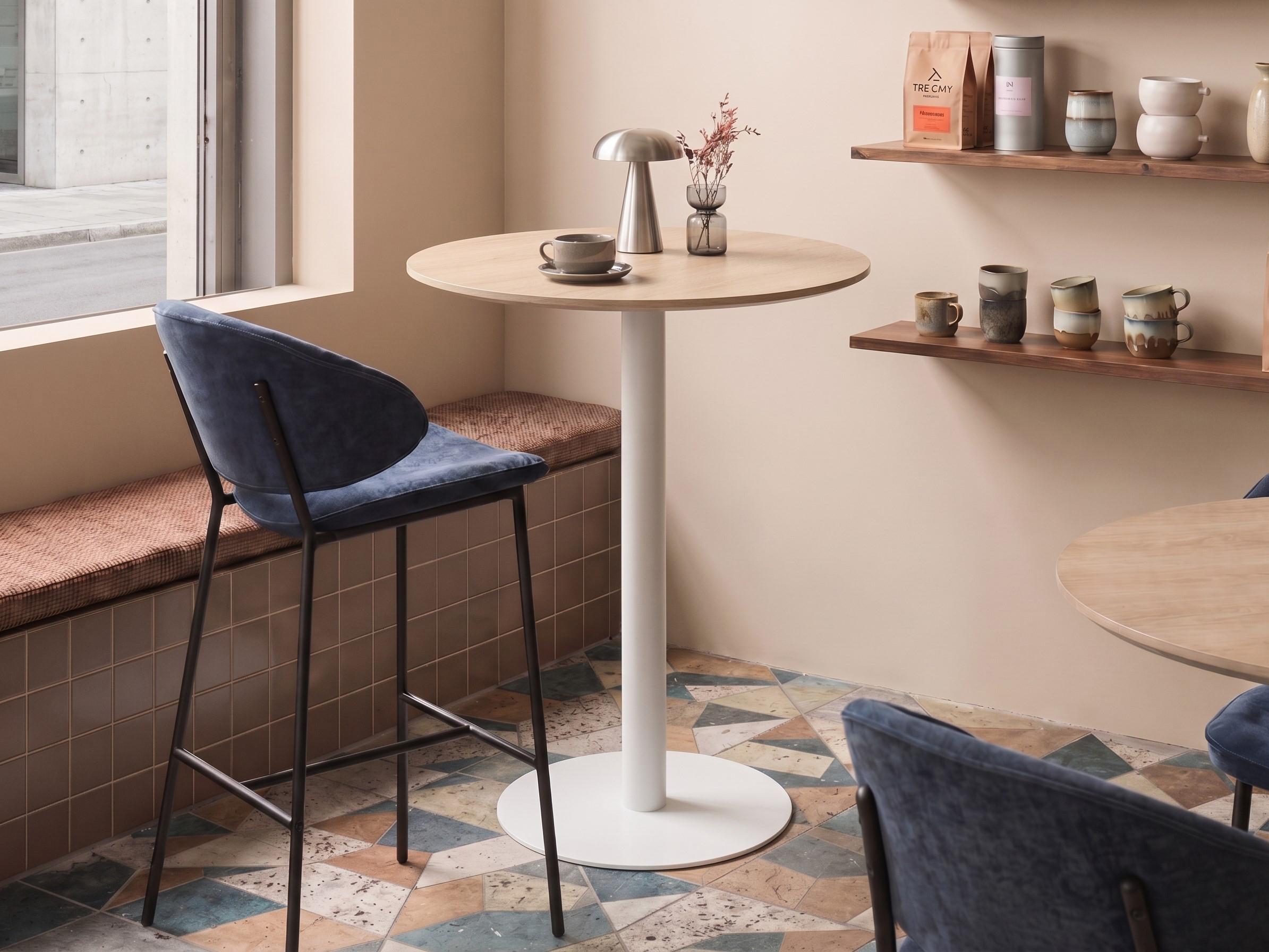 Bar Table MORELLA Light Brown/ White 80 cm 80 cm