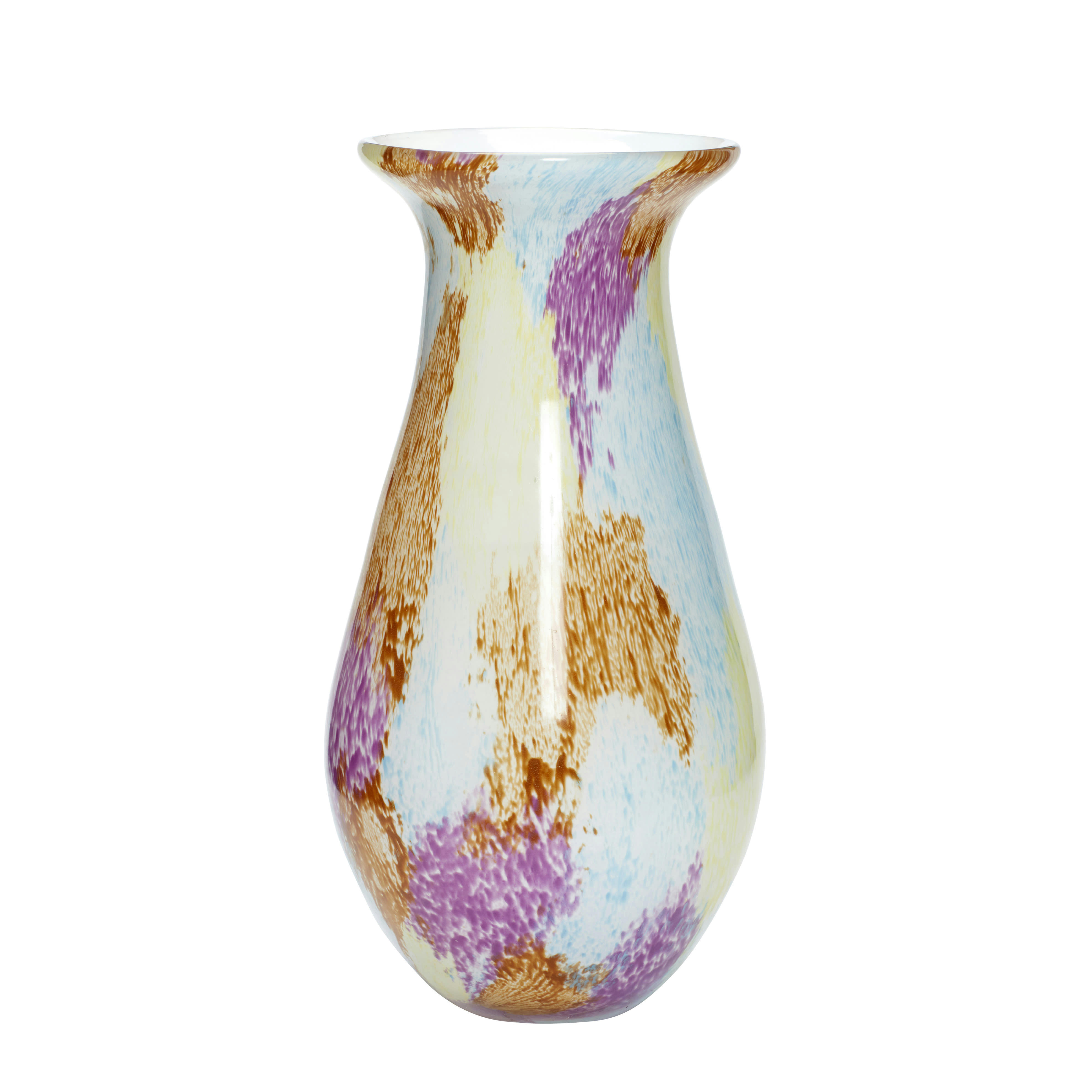 - Vase long soufflé en verre claire multicolore D15cm