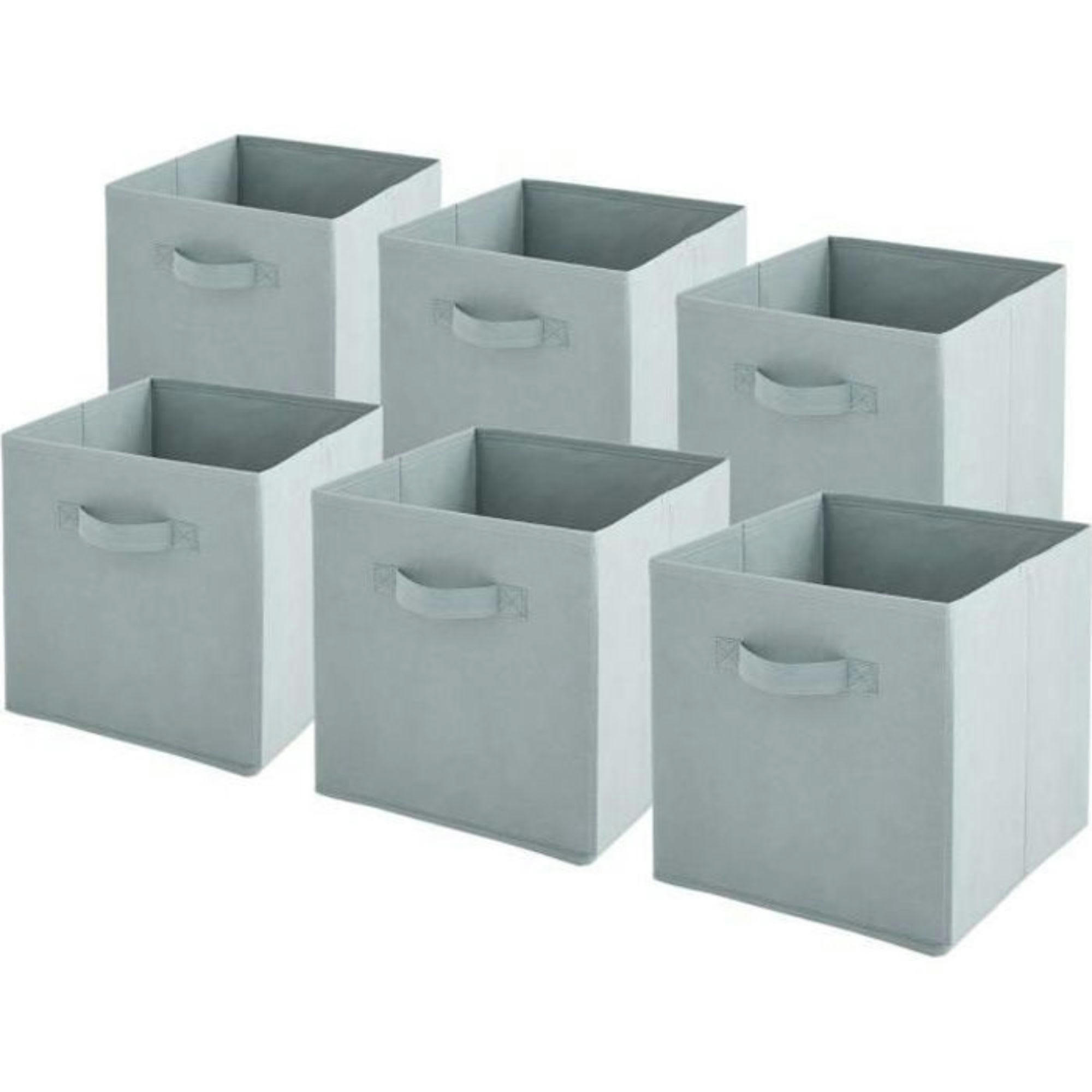 - Lot de 6 paniers  pliables en tissu sauge 27x27x27cm