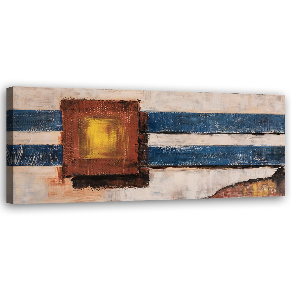 Feeby Obraz Niebieskie linie abstrakcja malowana 90x30