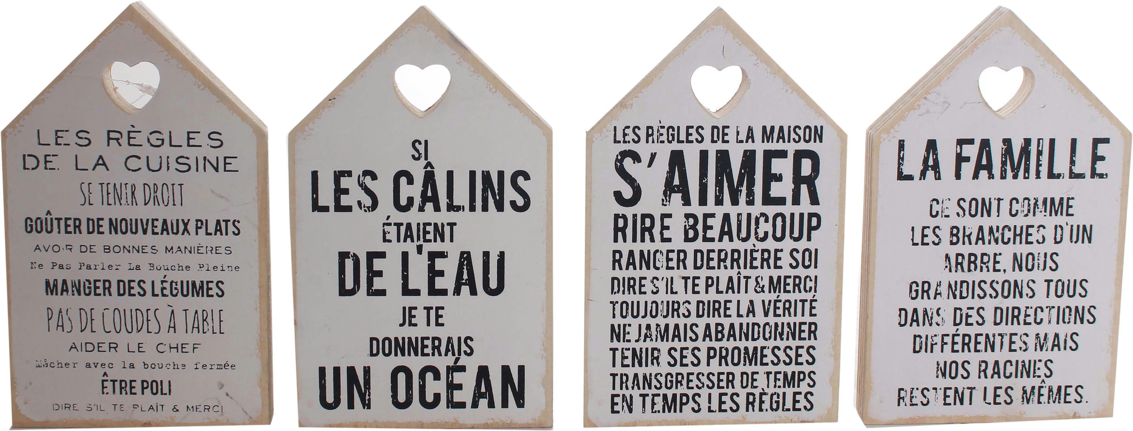 - Plaques en bois règles de la maison 18 x 11 cm (lot de 4)