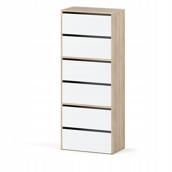 Meuble à Chaussures étroit Blanc  chêne Sonoma 60x36x150cm-15paires- étagère Rangement Entrée