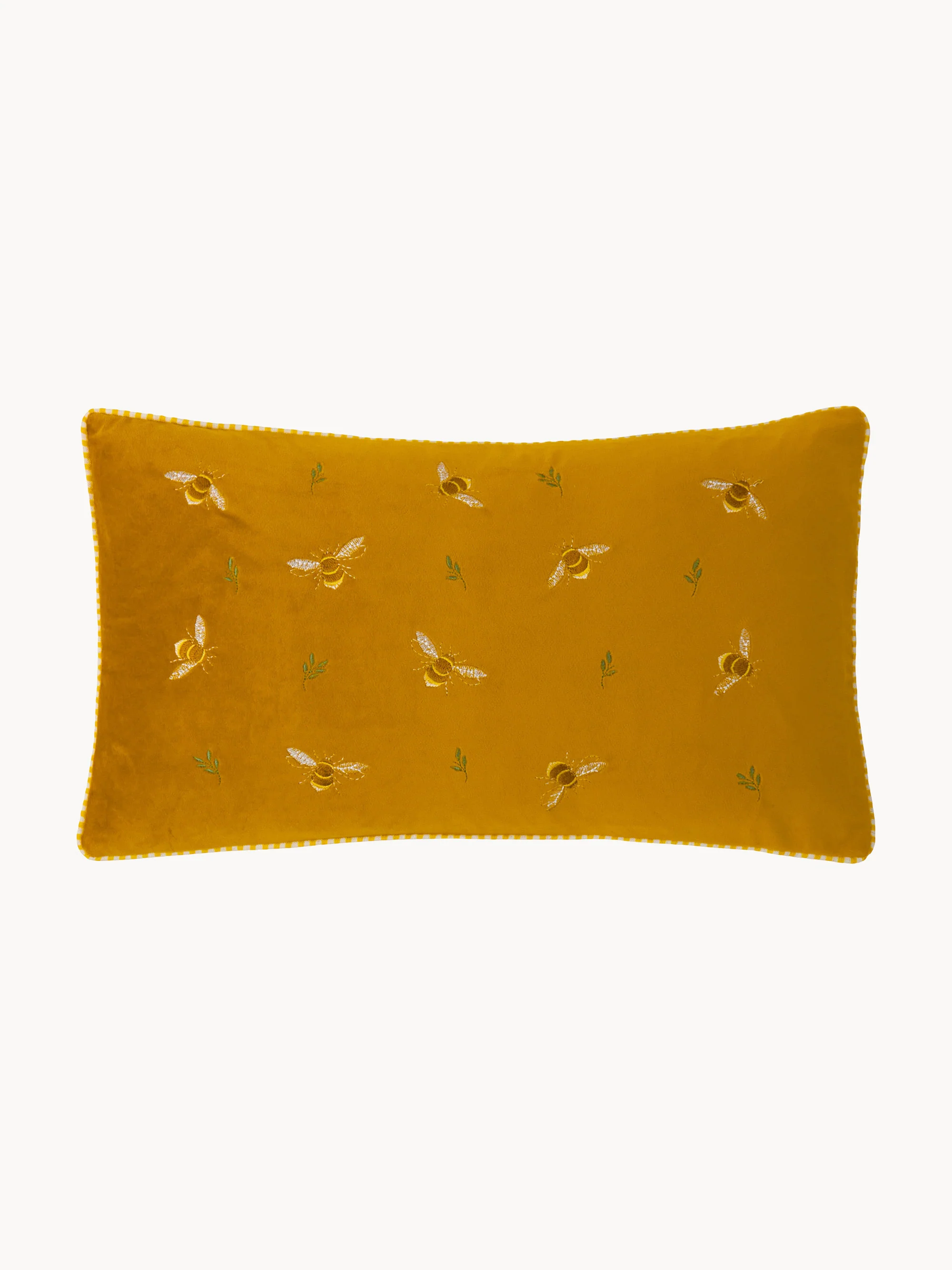 Samt-Kissen Ramble Bees mit Stickerei