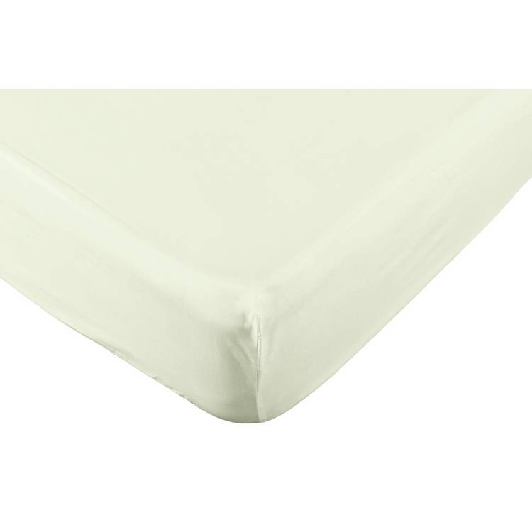 Habitat Pure Cotton 200TC Cream Fitted Sheet - Single
