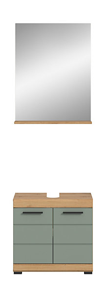 Eteka- Combinaison de salle de bains (L/H/P : 60x191x34 cm) en imitation blanc et imitation sauge profonde