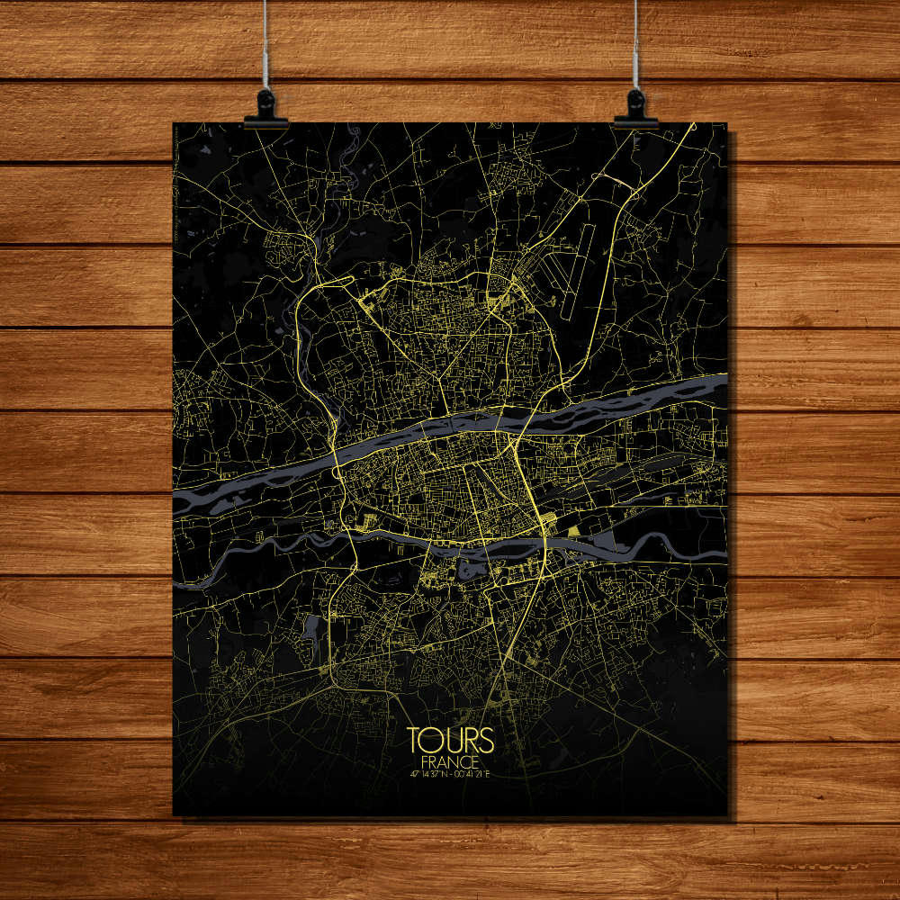 - Affiche Tours Carte Nuit 40x50
