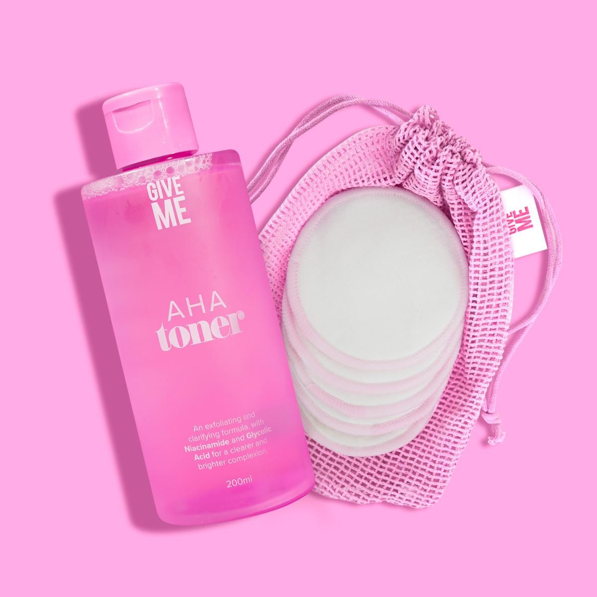 Give Me AHA Glycolic Skin Toner & Bamboo Pads Bundle