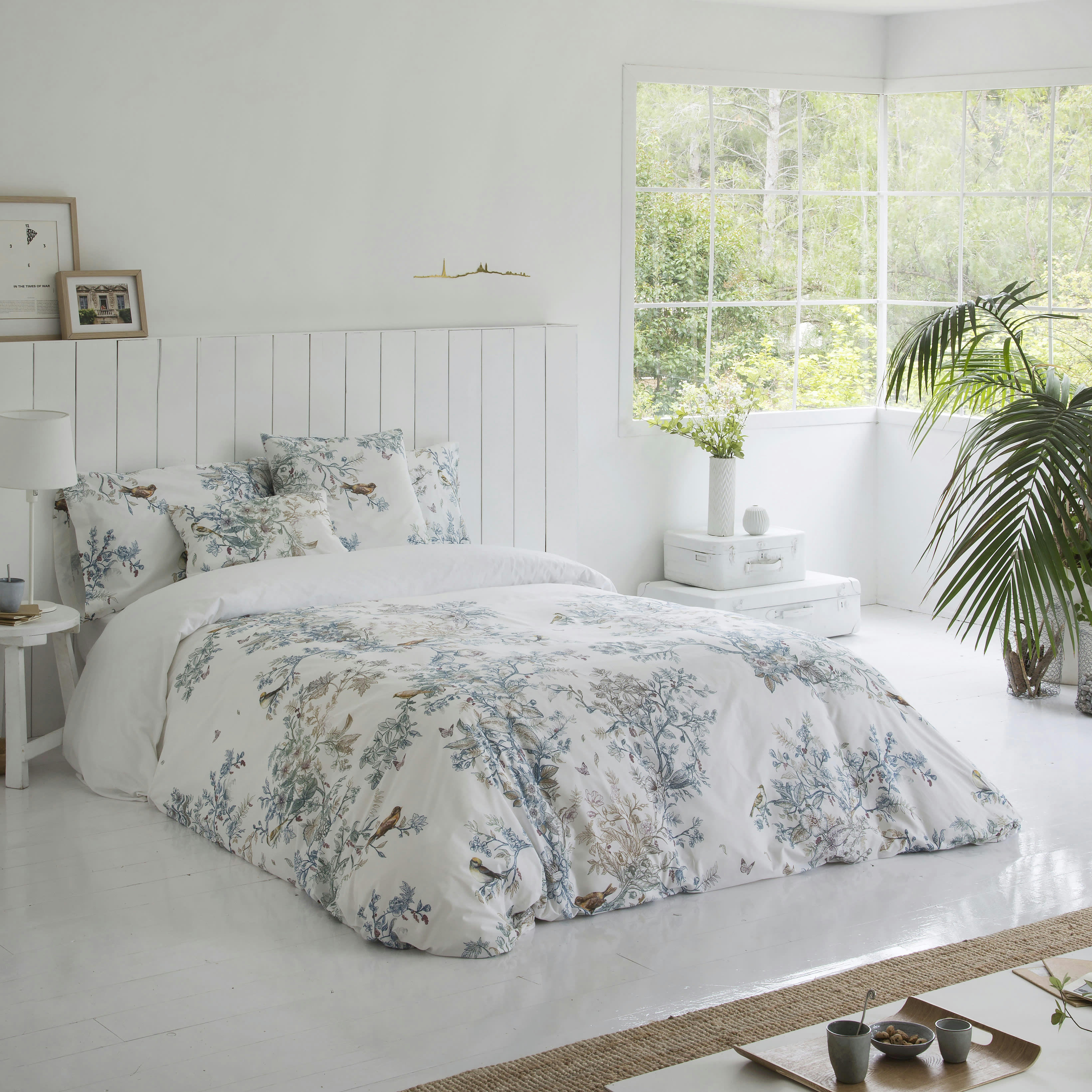 ZAZU - Housse de couette imprimé floral en percale Coton Bleu 150x220 cm