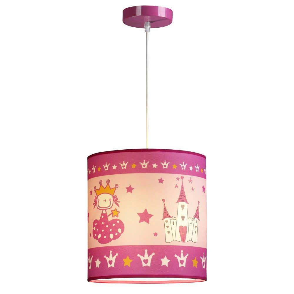 PRINCESAS - Plafonnier suspension princesse rose pour enfant
