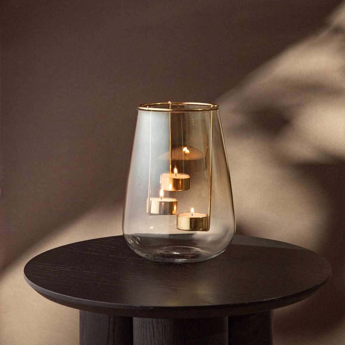 Lampion GALIA szklany złoty 15x20 cm