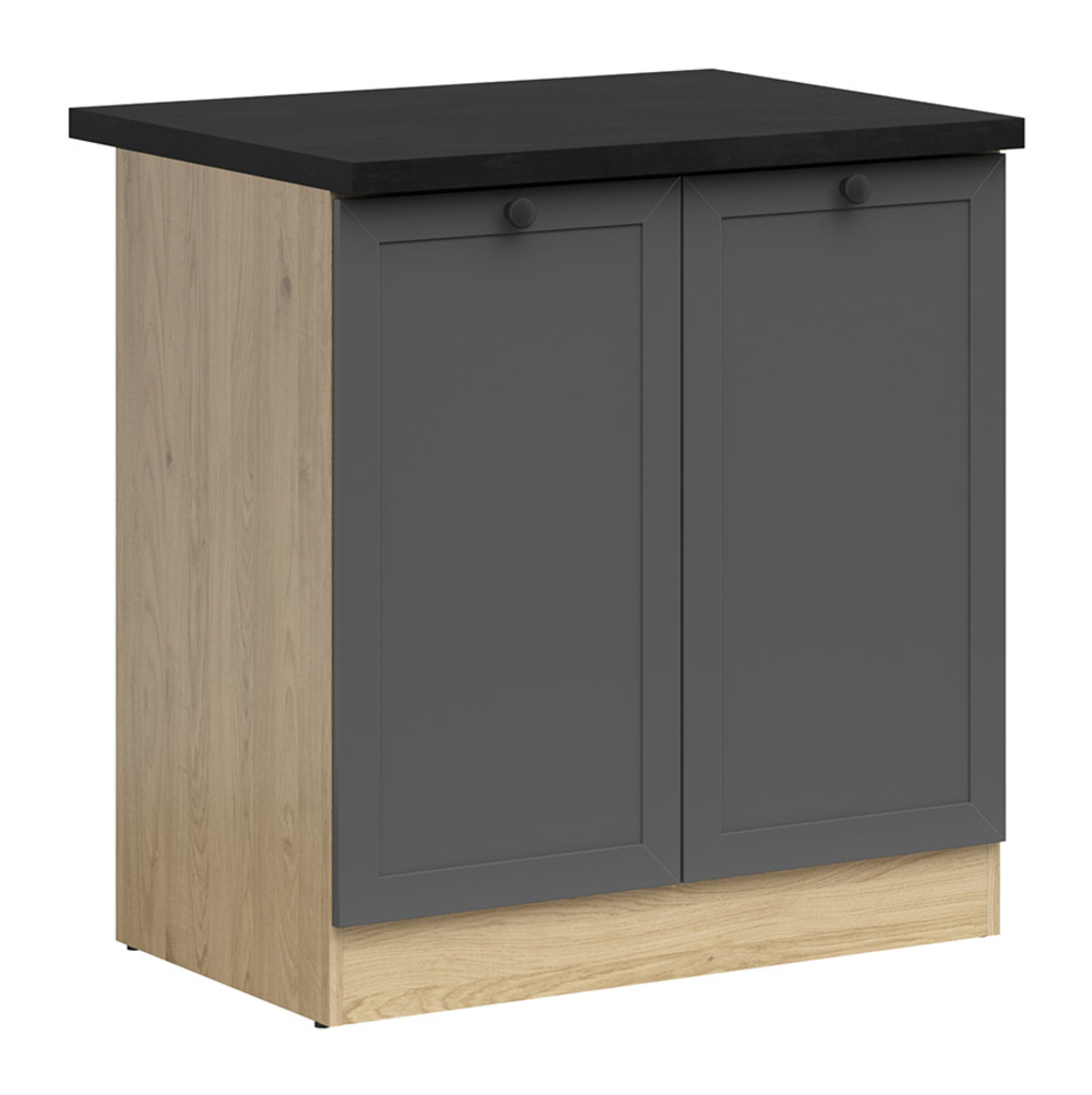 Szafka kuchenna dolna Junona Line 80 cm dwudrzwiowa grafitowa z blatem