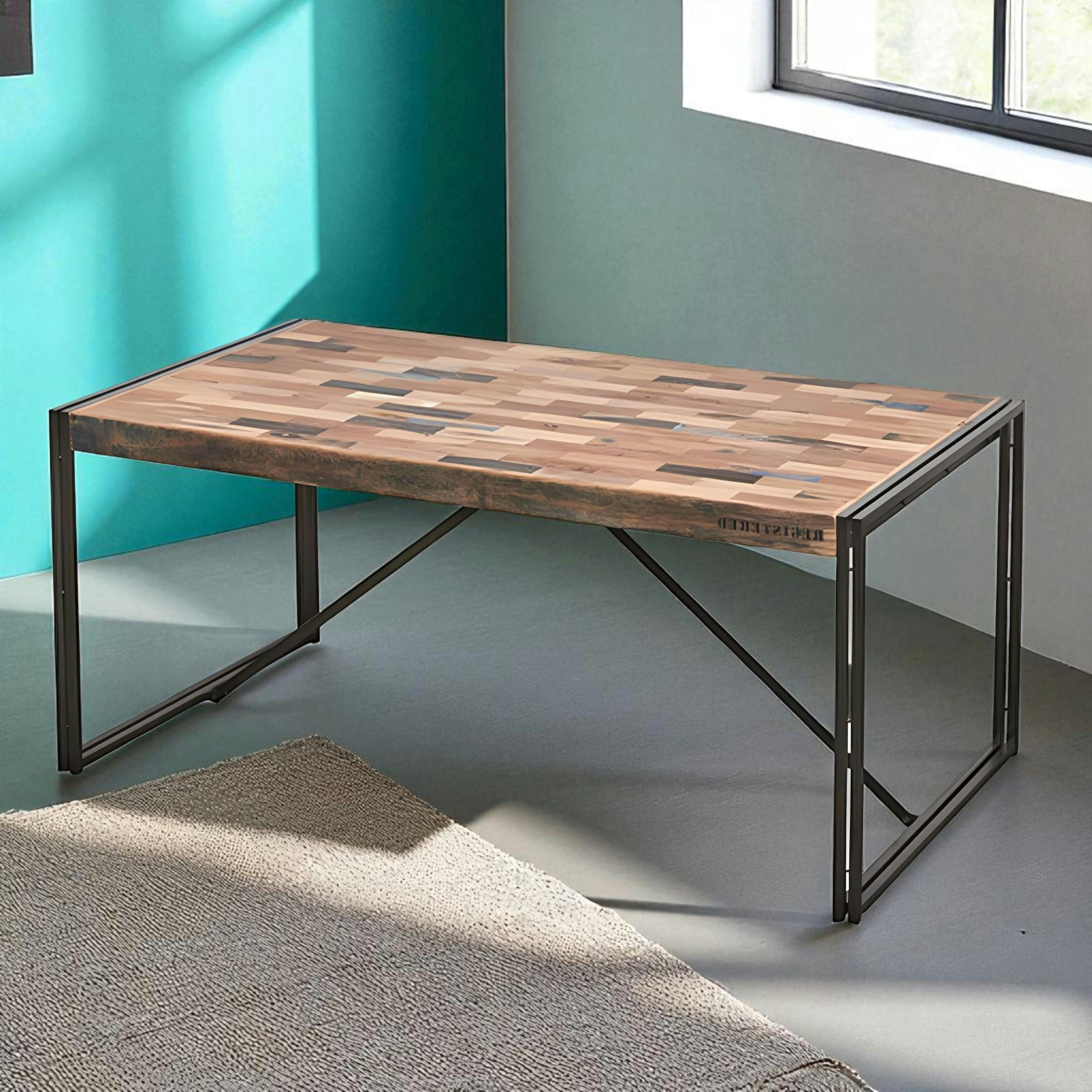 Table à manger rectangle bois recyclé 200x100 CARAVELLE