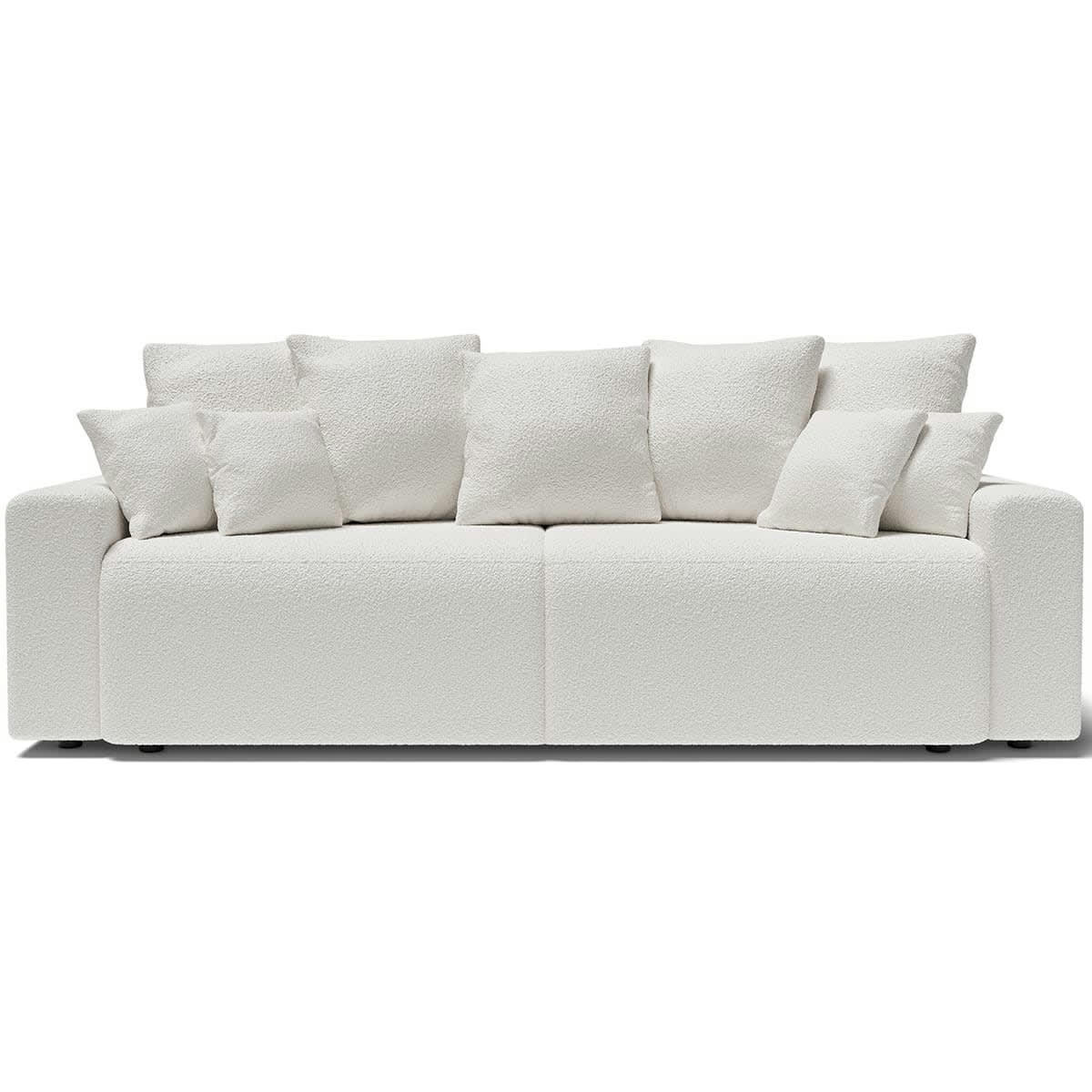LUCIA - Canapé convertible 3 places en tissu bouclette écru