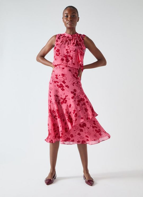 Rhoda Desert Rose & Red Wildflower Tiered Skirt