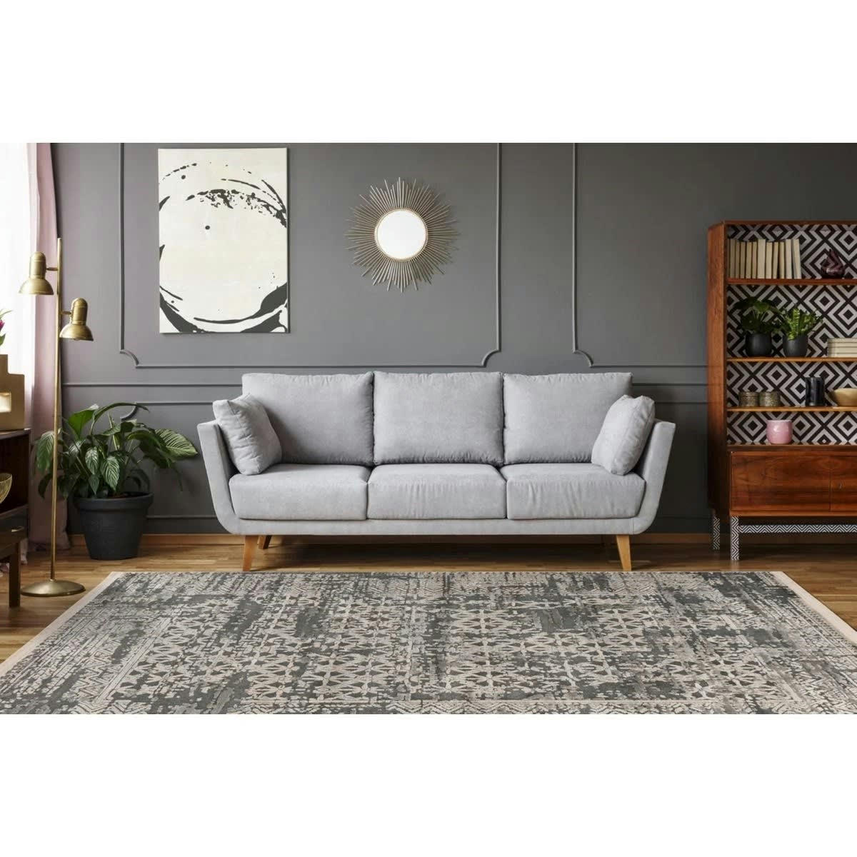 FUTE - Tapis de salon en polypropylène gris 80x160 cm