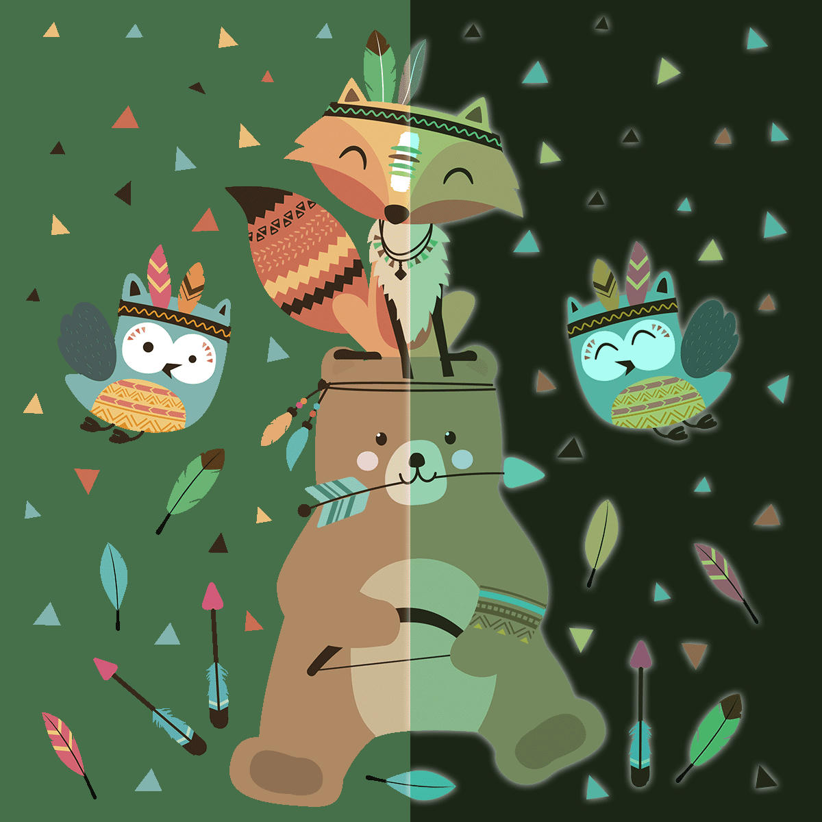 - Stickers mural phosphorescents lumineux ourson 40x30cm