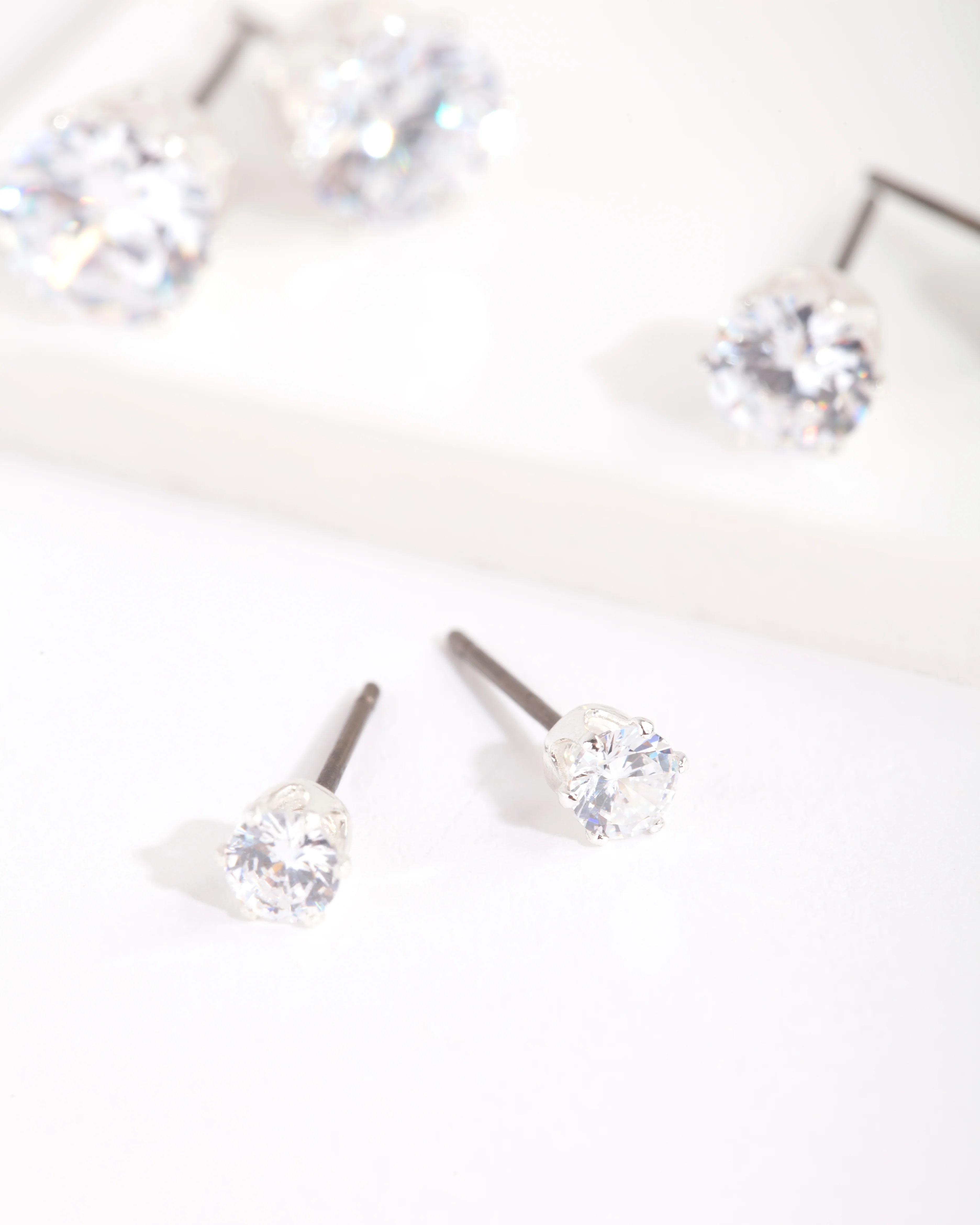 Cubic Zirconia Round Stud Earring Pack