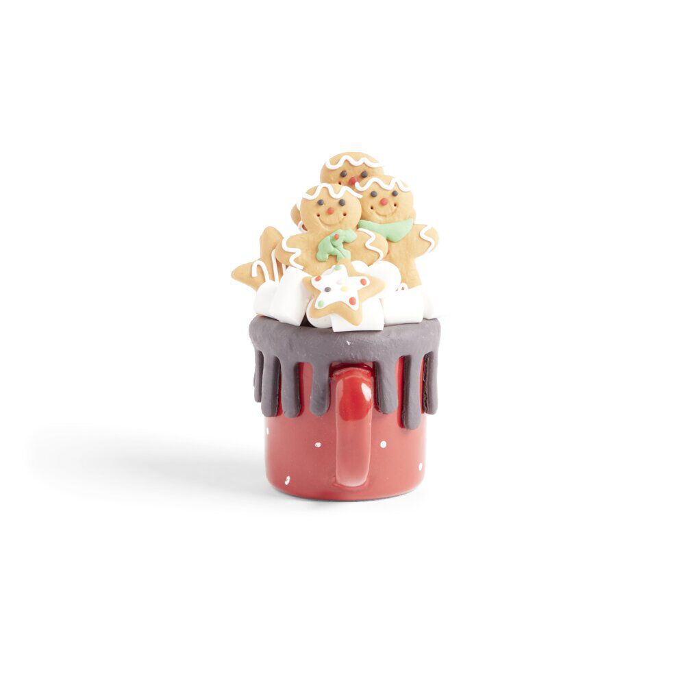 Tasse décoration pain d'épice métal et argile H12,5cm