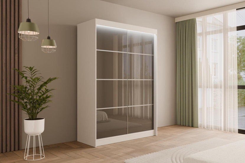 Szafa z drzwiami przesuwnymi i LED PEKA 120 x 215 cm