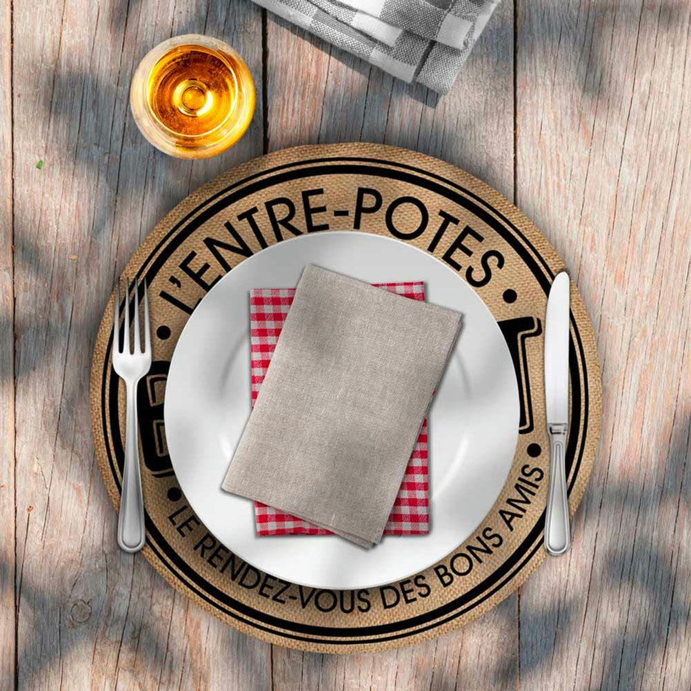 L'ENTRE POTES - Set de table rond en toile de jute D38