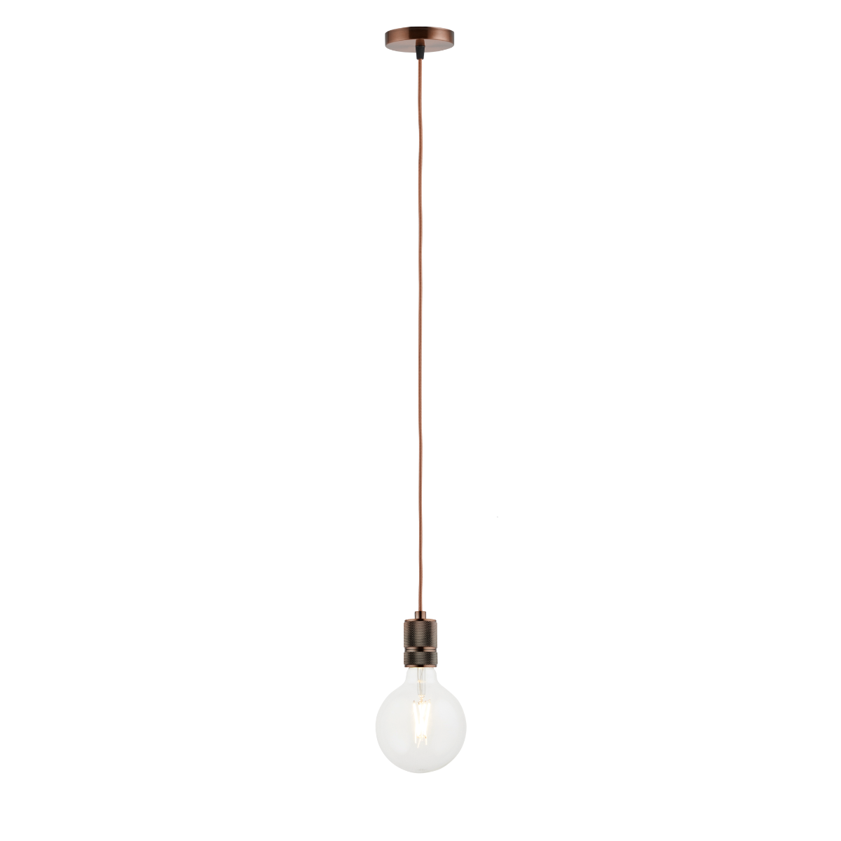 Lighto | Pendel Koper | Inclusief Lichtbron Helder | Classic | 1.5m Snoer | Met Plafondkap