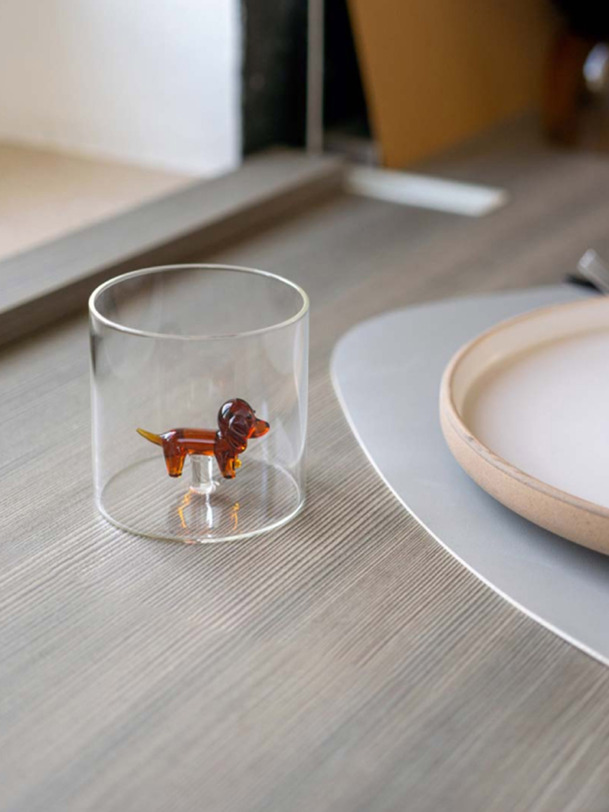 Verre figurine teckel - wd lifestyle marron