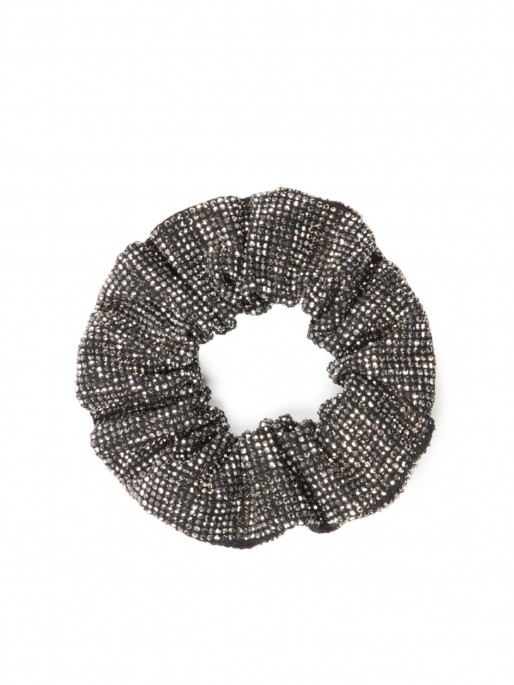 Black scrunchie eraser with graphite embellishments