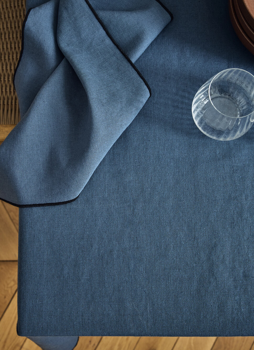 SERVIETTE DE TABLE UNI EN COTON ET LIN INDIGO