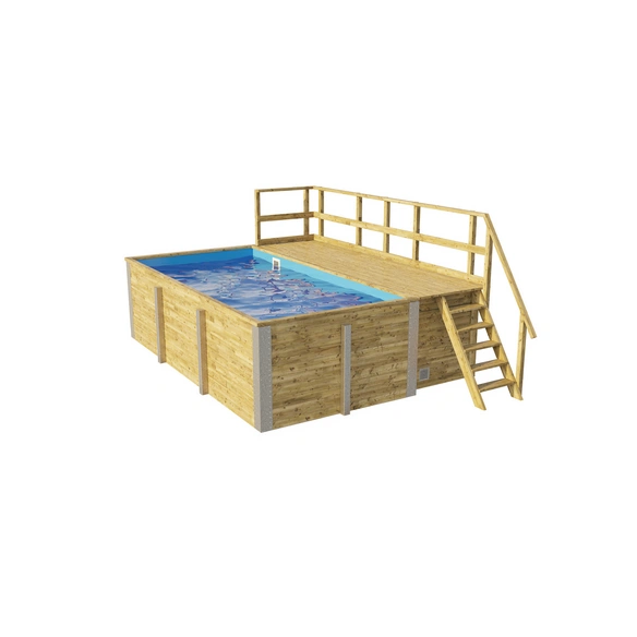 Massivholzpool »595«, grün/braun, BxHxL: 315 x 116 x 500 cm