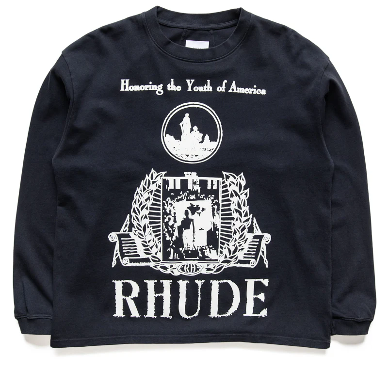 Rhude Youth Of America L/S Tee - Vintage Black/White