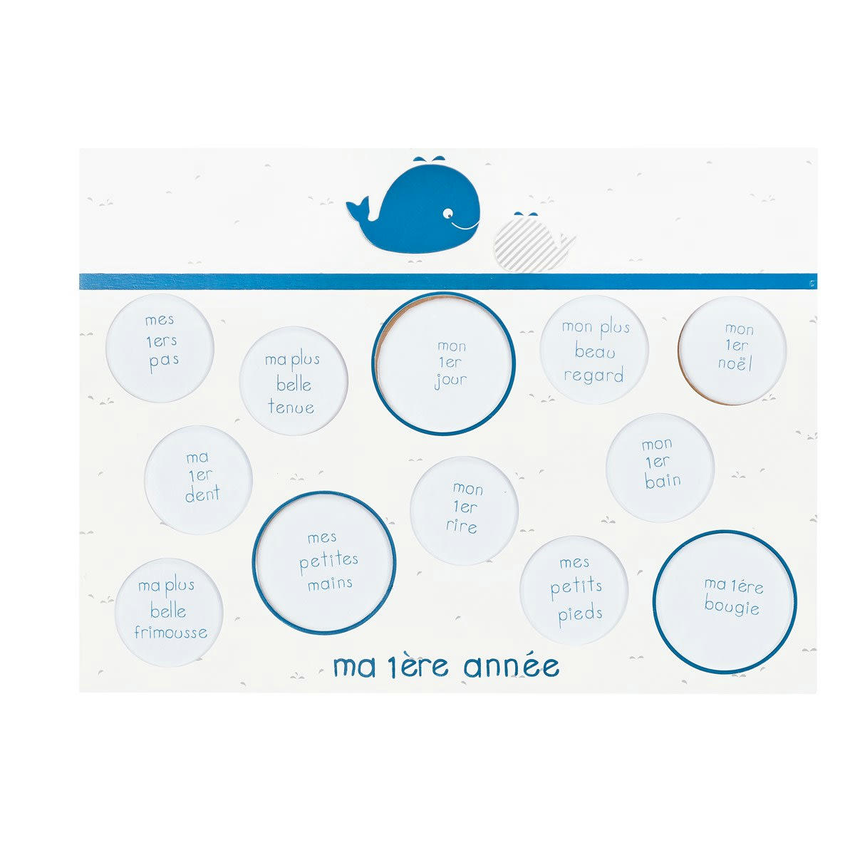 BLUE BALEINE - Pèle-mêle 12 photos en bois blanc