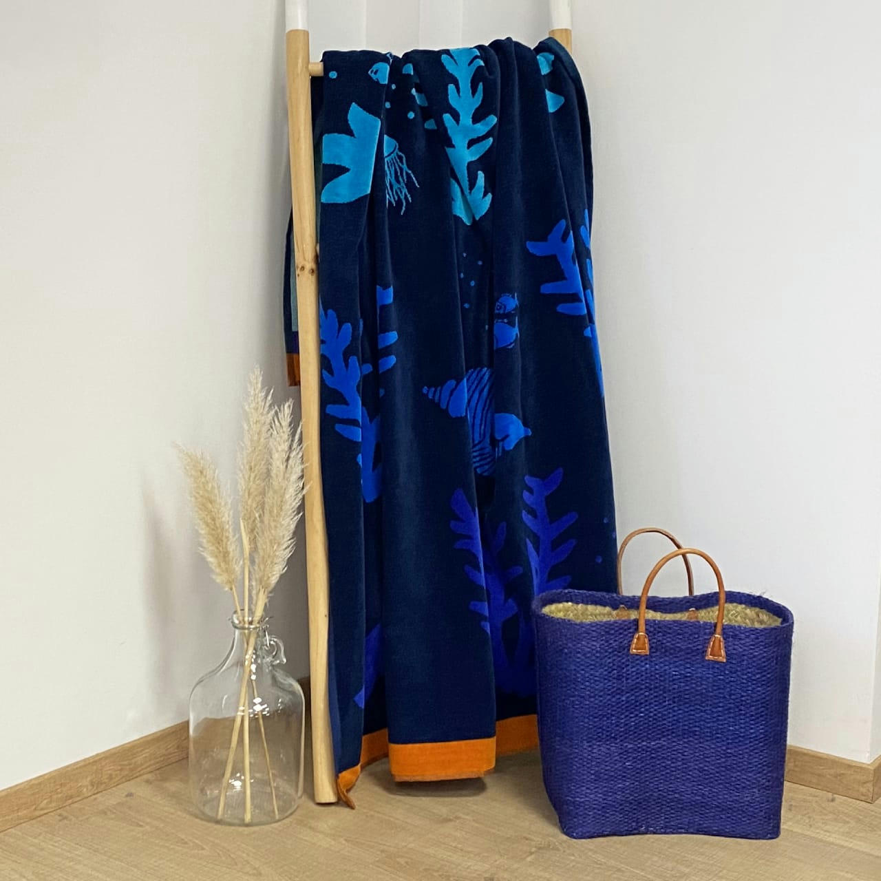 PLAGE - Serviette de plage éponge velours Jacquard Algas 140x180 400g/m²