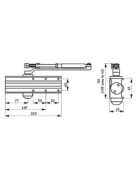 Ferme-porte automatique hydraulique Design force 2 à 4, argent - THIRARD
