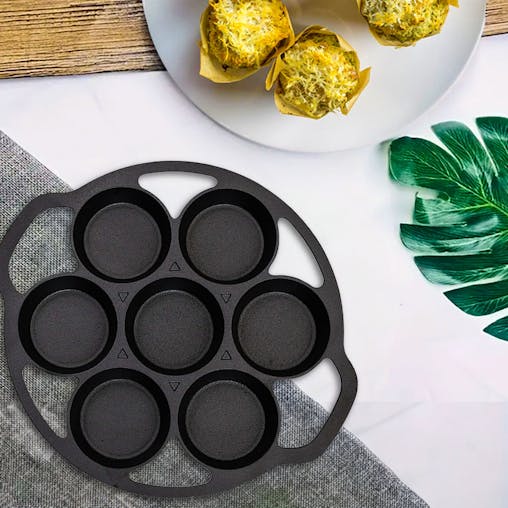SOGA 2X Cast Iron Takoyaki Fry Pan Octopus Balls Maker 7 Hole Grill Mold 32cm