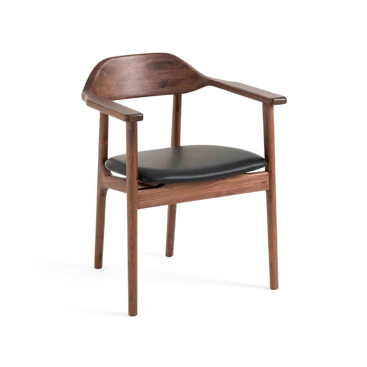 Fauteuil de table noyer/cuir Arié