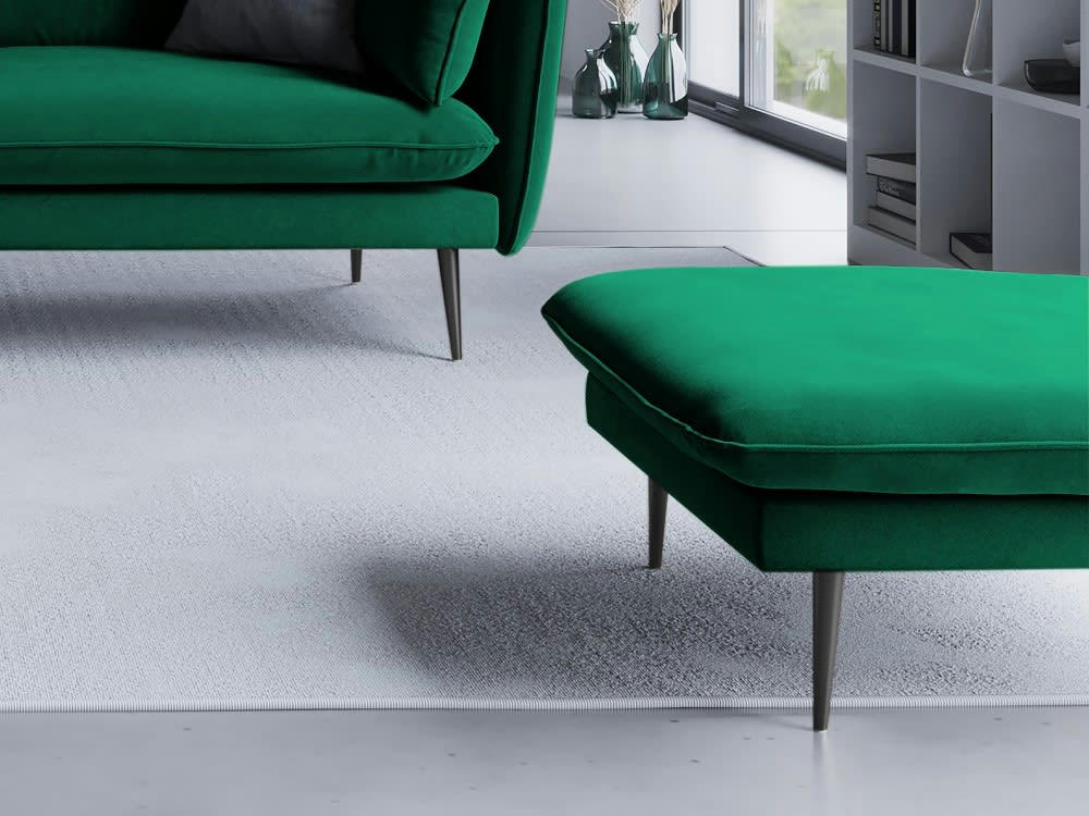 AGATE - Pouf en velours vert bouteille