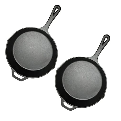SOGA 30cm Round Cast Iron Frying Pan Skillet Steak Sizzle Platter with Helper Handle