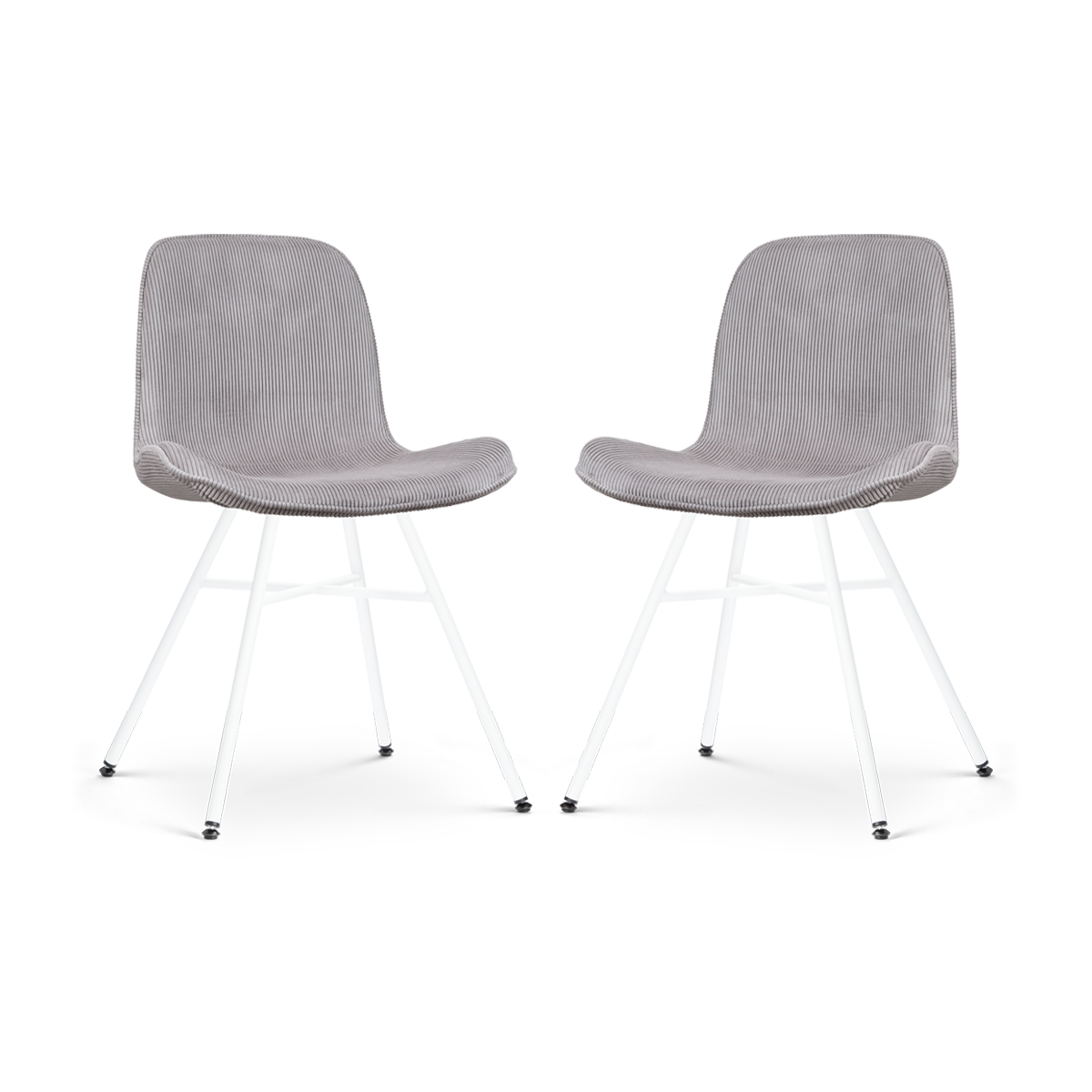 Nolon Noa-Fé Eetkamerstoelen Set van 2 - Rib Warm Grijs - Zwarte Poten
