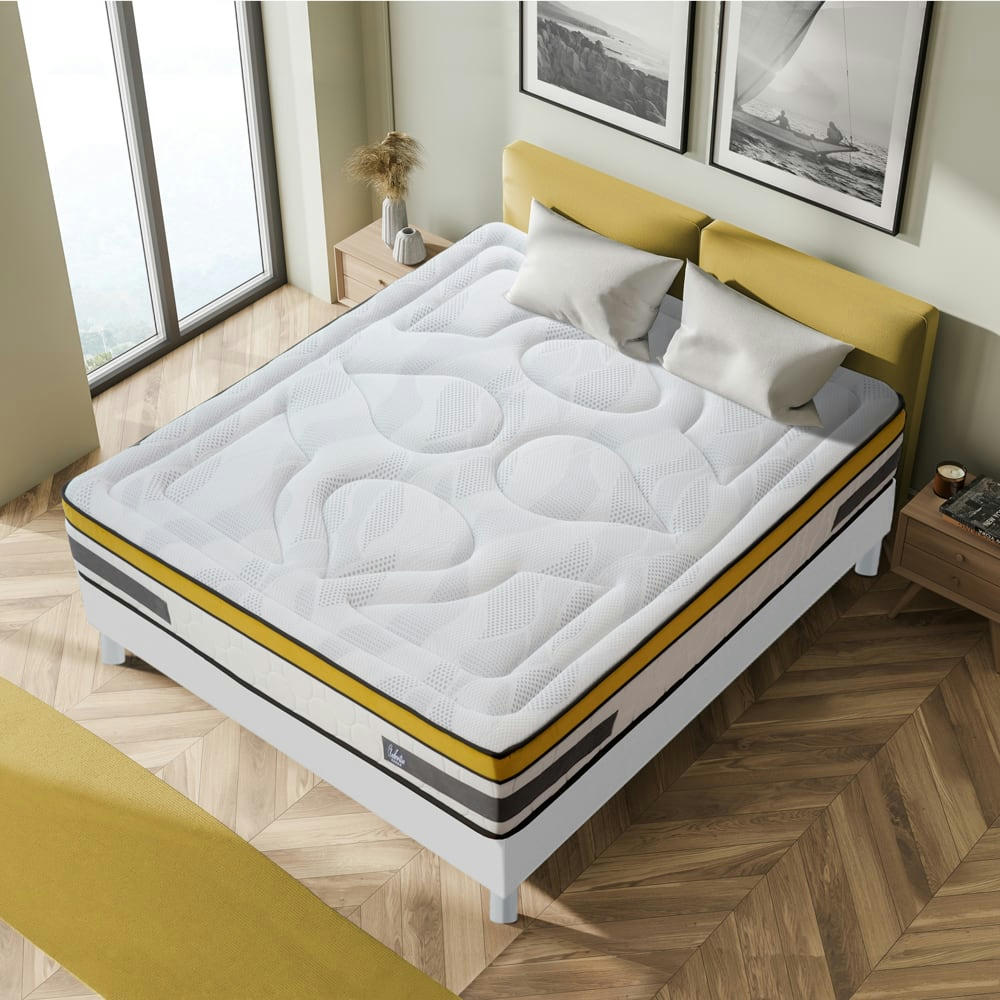 AUBERTIN - Ensemble Aubertin Ressorts ensachés et sommier bois 160x200